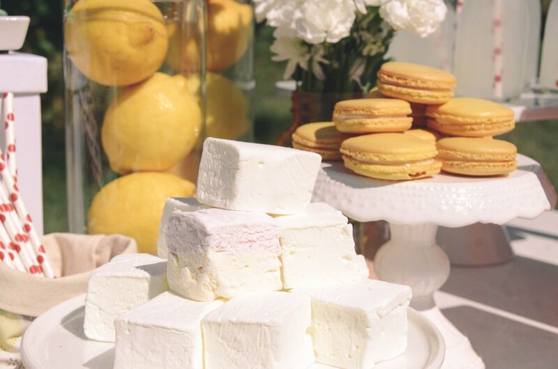 lemon flavoured marshmallows and lemon macarons in the fraser valley