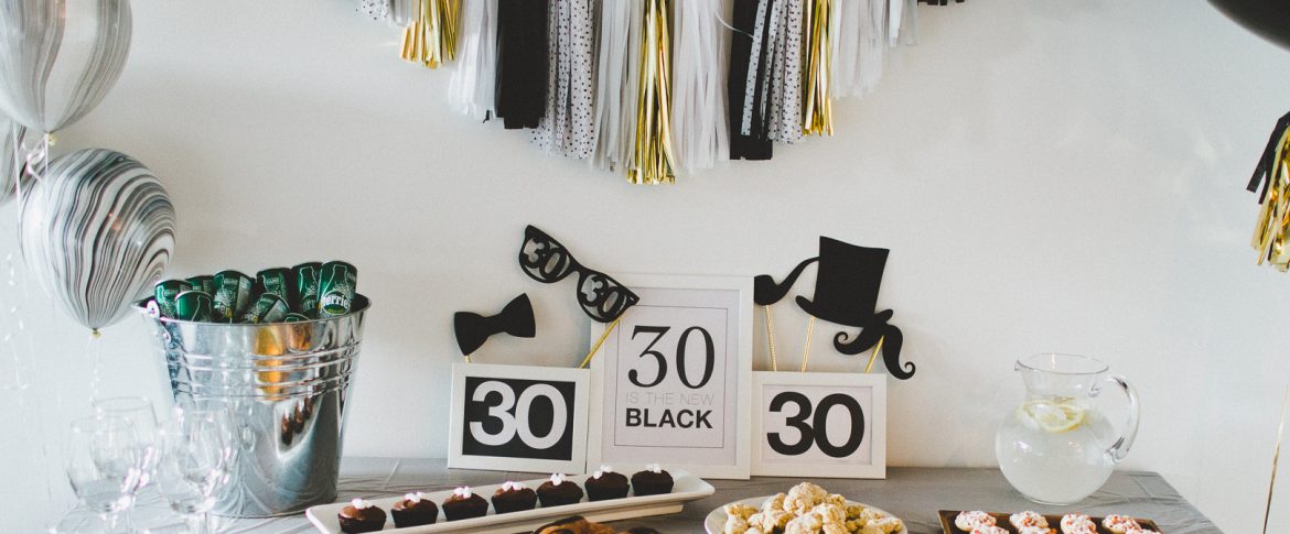 Thirtieth Birthday Party Free Printable | "Thirty is the New Black" | Black and White Birthday Party Decor