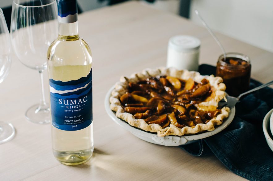 Sumac Ridge Pinot Grigio Lemon with Poached Peaches + Cream Pie Recipe