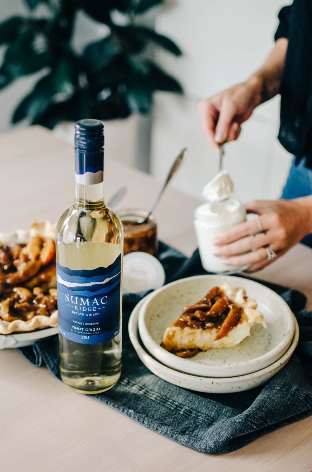 Sumac Ridge Pinot Grigio Lemon with Poached Peaches + Cream Pie Recipe
