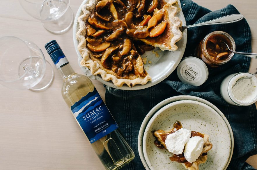 Sumac Ridge Pinot Grigio Lemon with Poached Peaches + Cream Pie Recipe