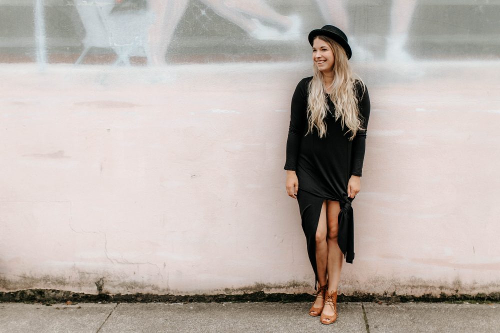 Black Maxi Dress style with a Knot