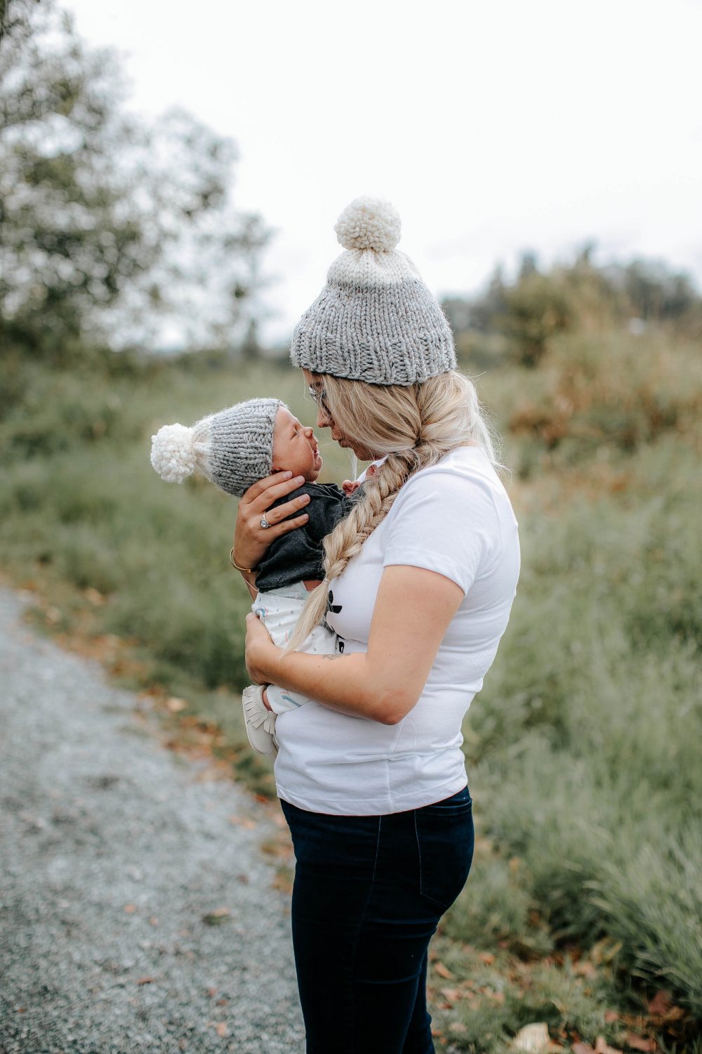 Mother and Daughter in matching toques #fall #knitted #fashion