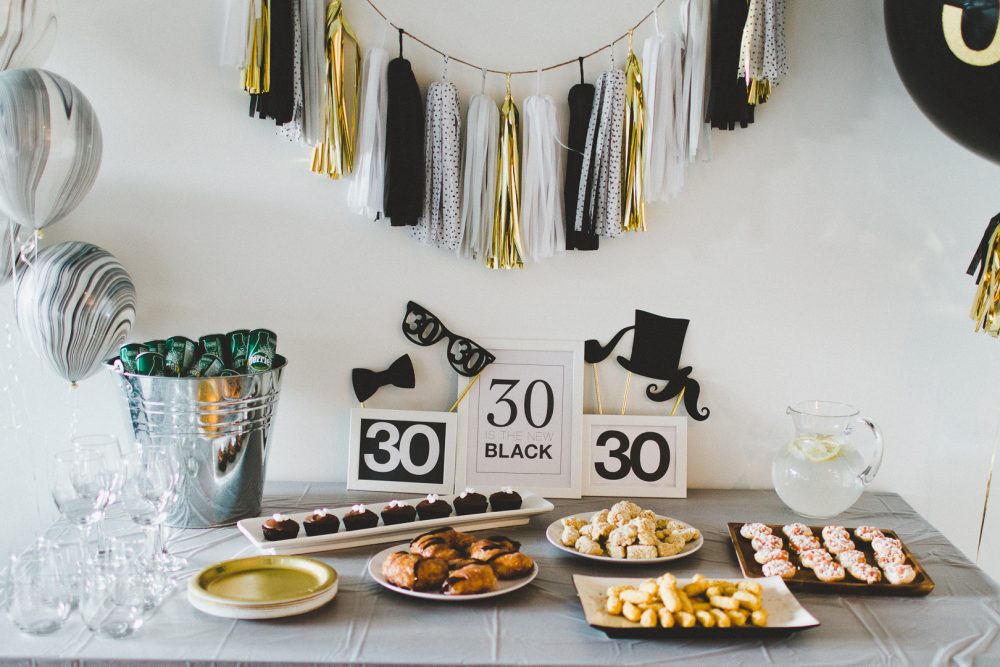 Thirtieth Birthday Party Free Printable | "Thirty is the New Black" | Black and White Birthday Party Decor