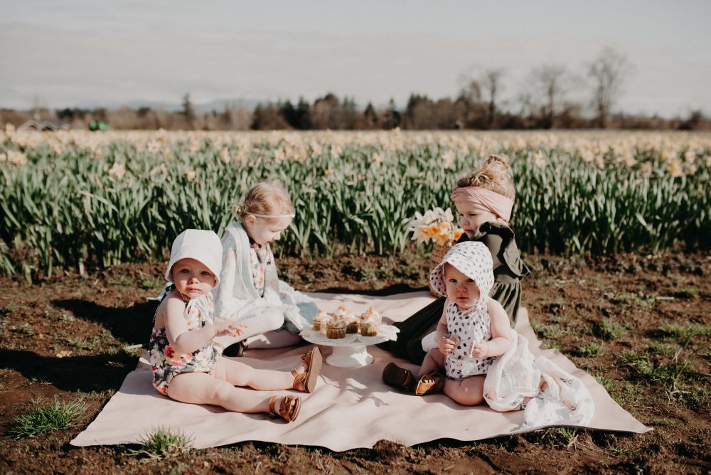 Kid's Spring Style | Picnic in the Daffodil Field